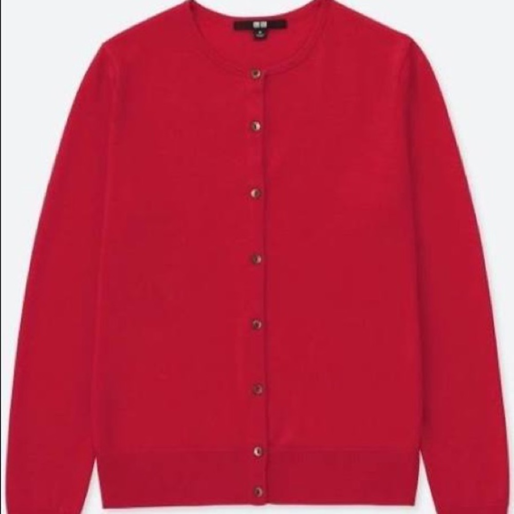 Uniqlo merino red button down cardigan